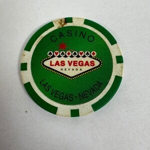Vintage Las Vegas Nevada Casino Green Poker Chip‎ Gaming Collectible Souvenir